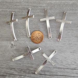 023 Silver Toned Cross Charms for Jewelry Making- 18  pieces